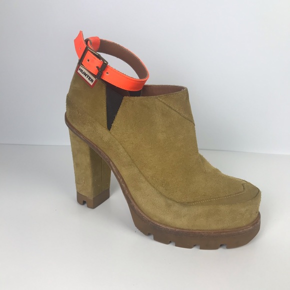 Hunter Booties UK Ochre Suede Ankle Strap RARE - Picture 2 of 9